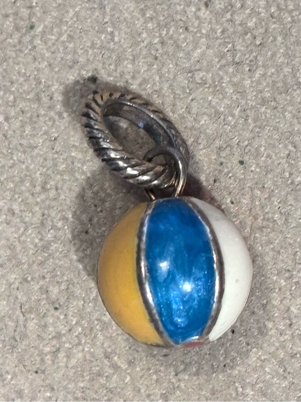 🆕Listing! Brighton Beach Ball charm White, blue, yellow stripes Heart Retired